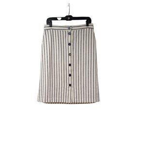 Talbots Petite White Heron Stripe Button Down Pencil Skirt Sz 10P
